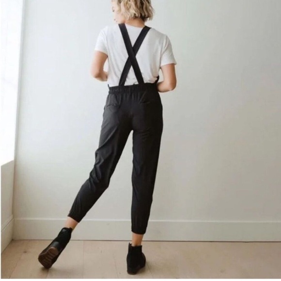 Albion Black Classic Overall Jumpsuit Sz small Minimalist Comfort zipper leg - Picture 4 of 5